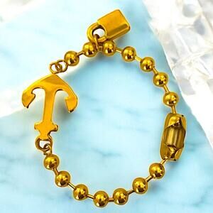 Gold Stainless Steel Anchor Bracelet Beaded